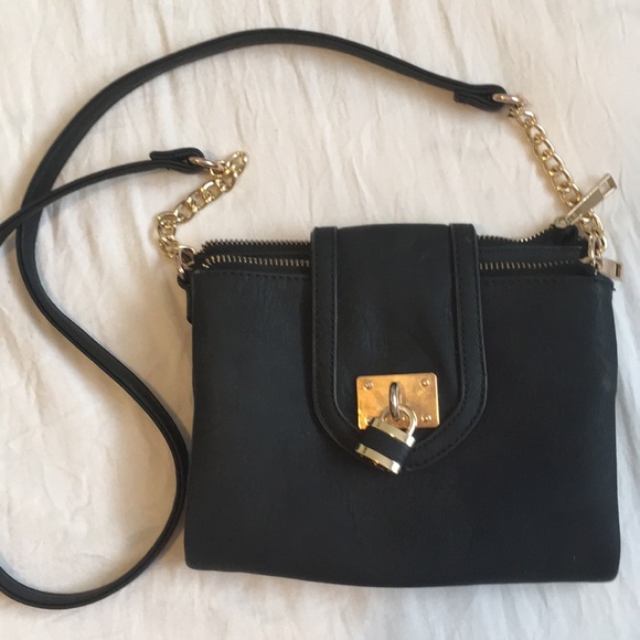 - ALDO black crossbody purse with gold detailing - Picture 1 of 7